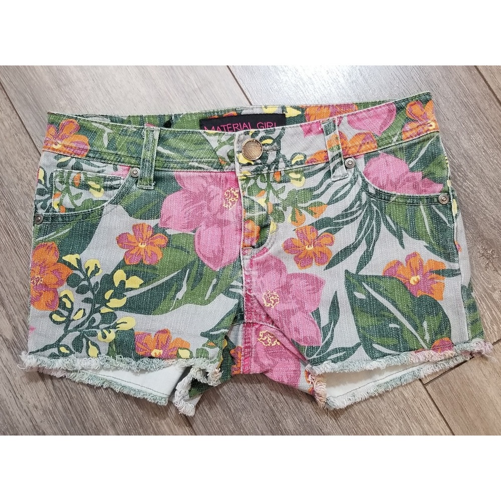 Womens Material Girl floral denim shorts size 1